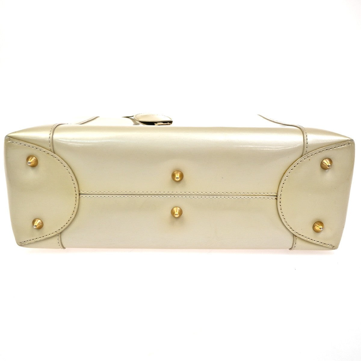 CHRISTIAN DIOR Malice Pearl 2Way Shoulder Bag Patent Leather Beige Italy 88KC463
