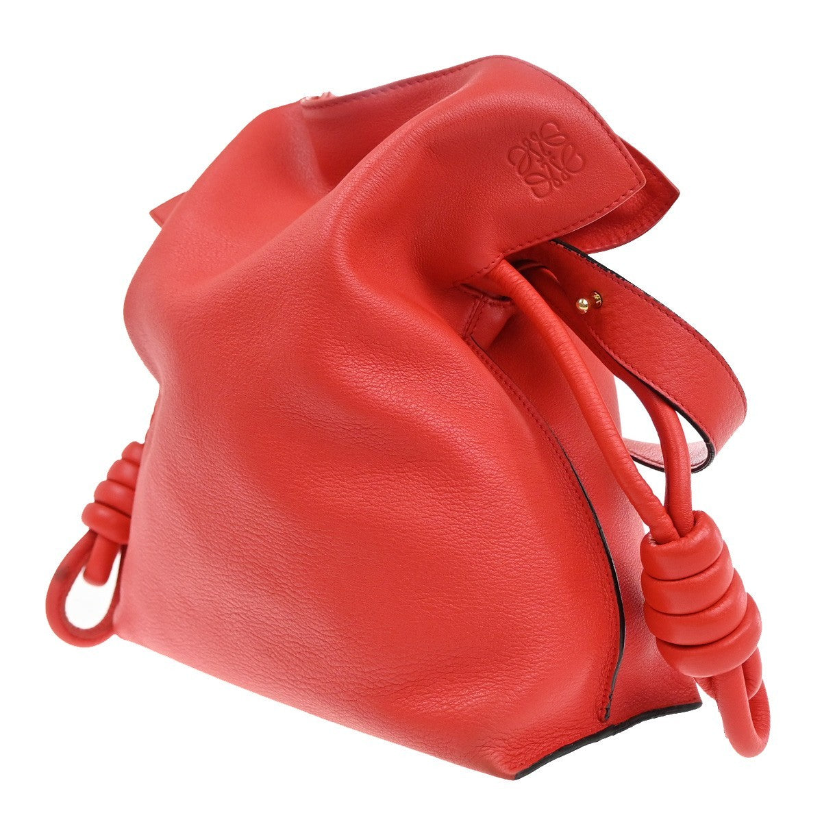 LOEWE Logo Flamenco Kont Anagram Shoulder Tote Bag Leather Red Spain 12RL860