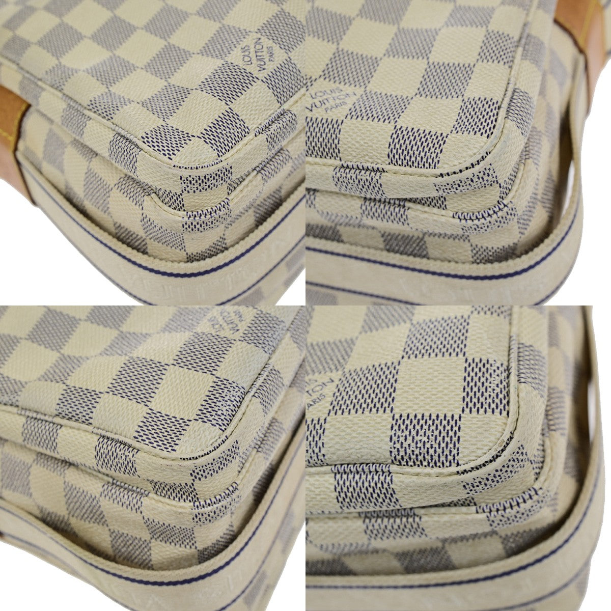 LOUIS VUITTON Naviglio Shoulder Bag Damier Azur Leather White N51189 84YH092