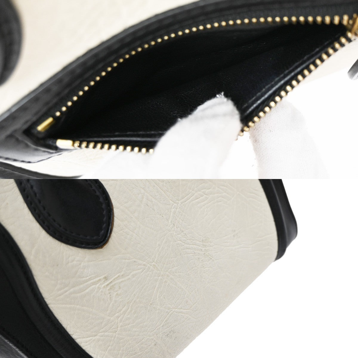 CELINE Logo Luggage Phantom Large Hand Tote Bag Leather Black White GHW 12EG408