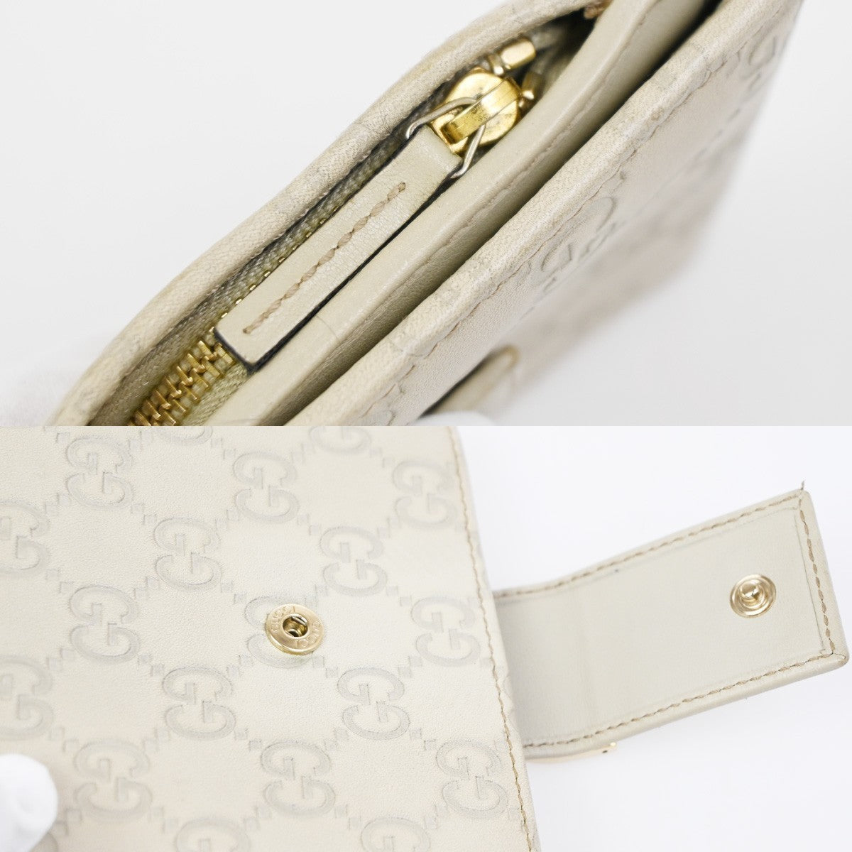 GUCCI GG Pattern Abbey Guccissima Bifold Wallet Leather Beige GHW Italy  05KD083