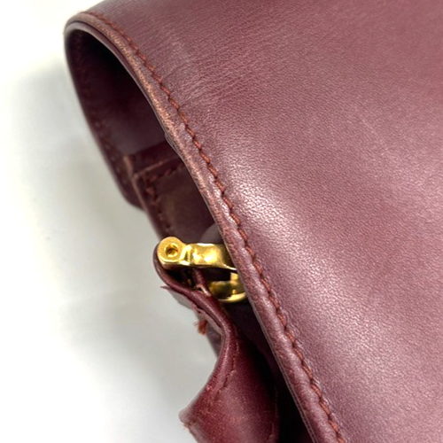 MUST DE CARTIER 2C Logo Double Flap Shoulder Bag Leather Red GHW Spain 67MA239