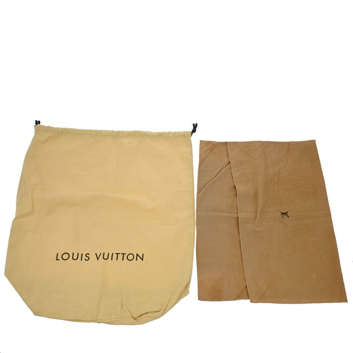 LOUIS VUITTON Logo 10 Set Dust Bag Drawstring Canvas Cotton Beige Brown 05KC822
