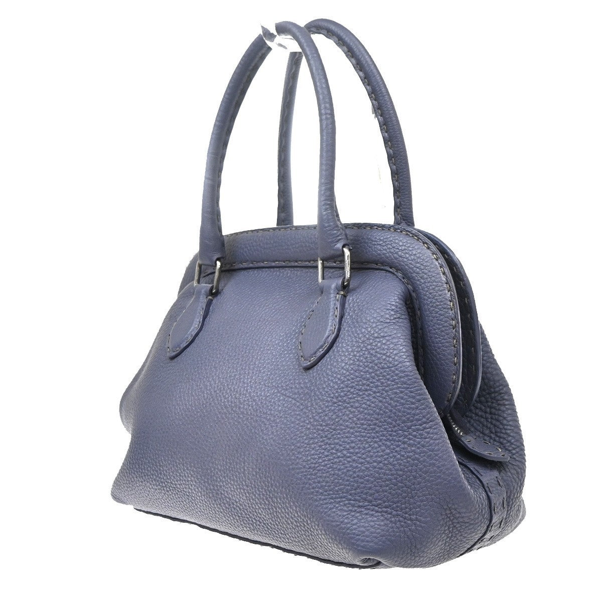 FENDI Logo Selleria Doctor's Shoulder Hand Bag Leather Purple SHW 61MA723