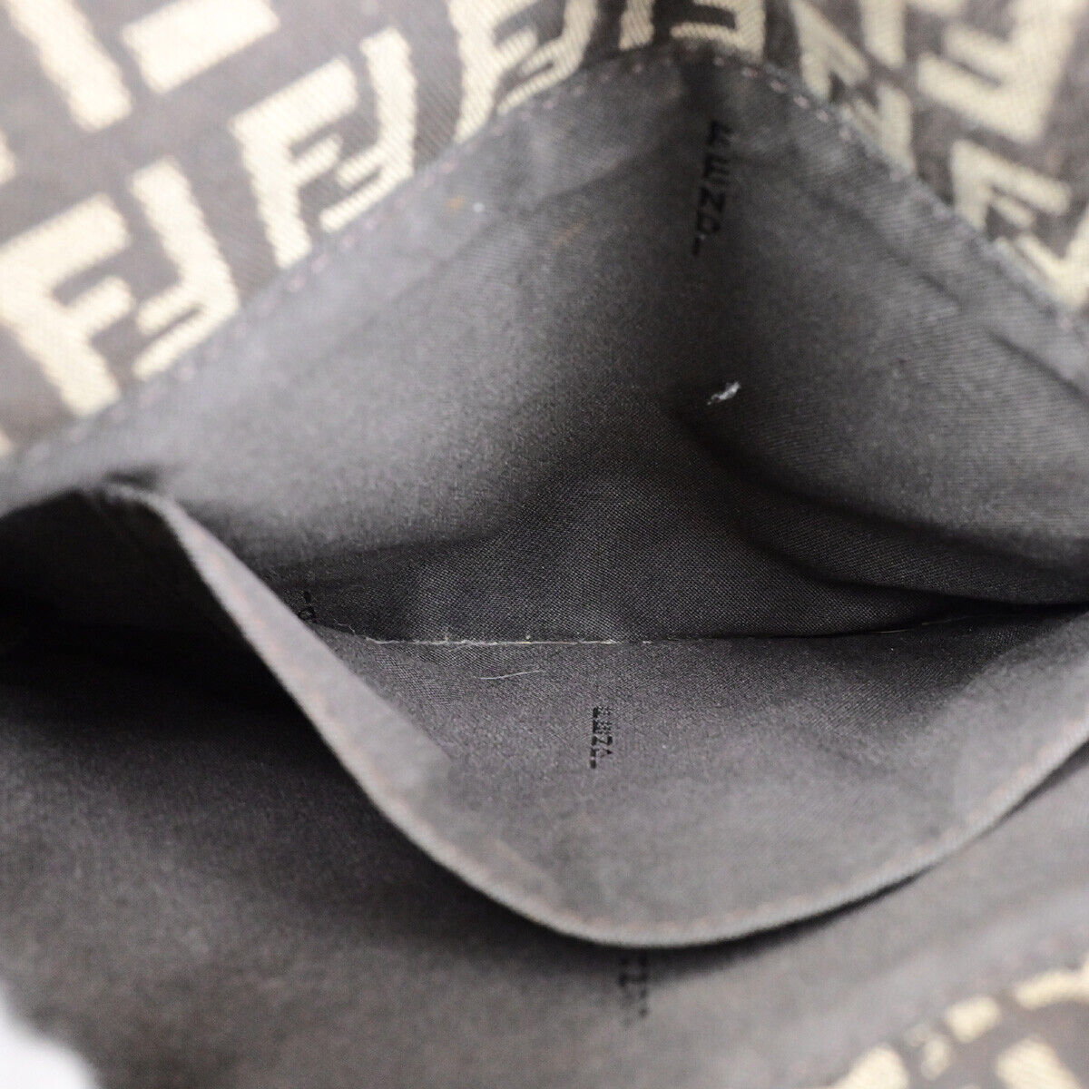FENDI Logo Zucchino Shoulder Bag Canvas Leather Brown SHW Italy 70SJ496