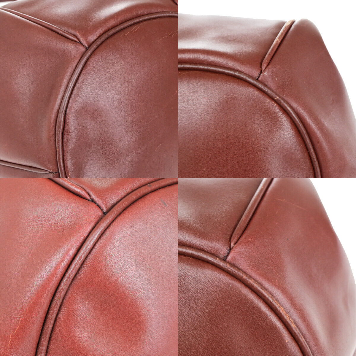 MUST DE CARTIER 2C Logo Drawstring Shoulder Bag Leather Bordeaux GHW 67YF121
