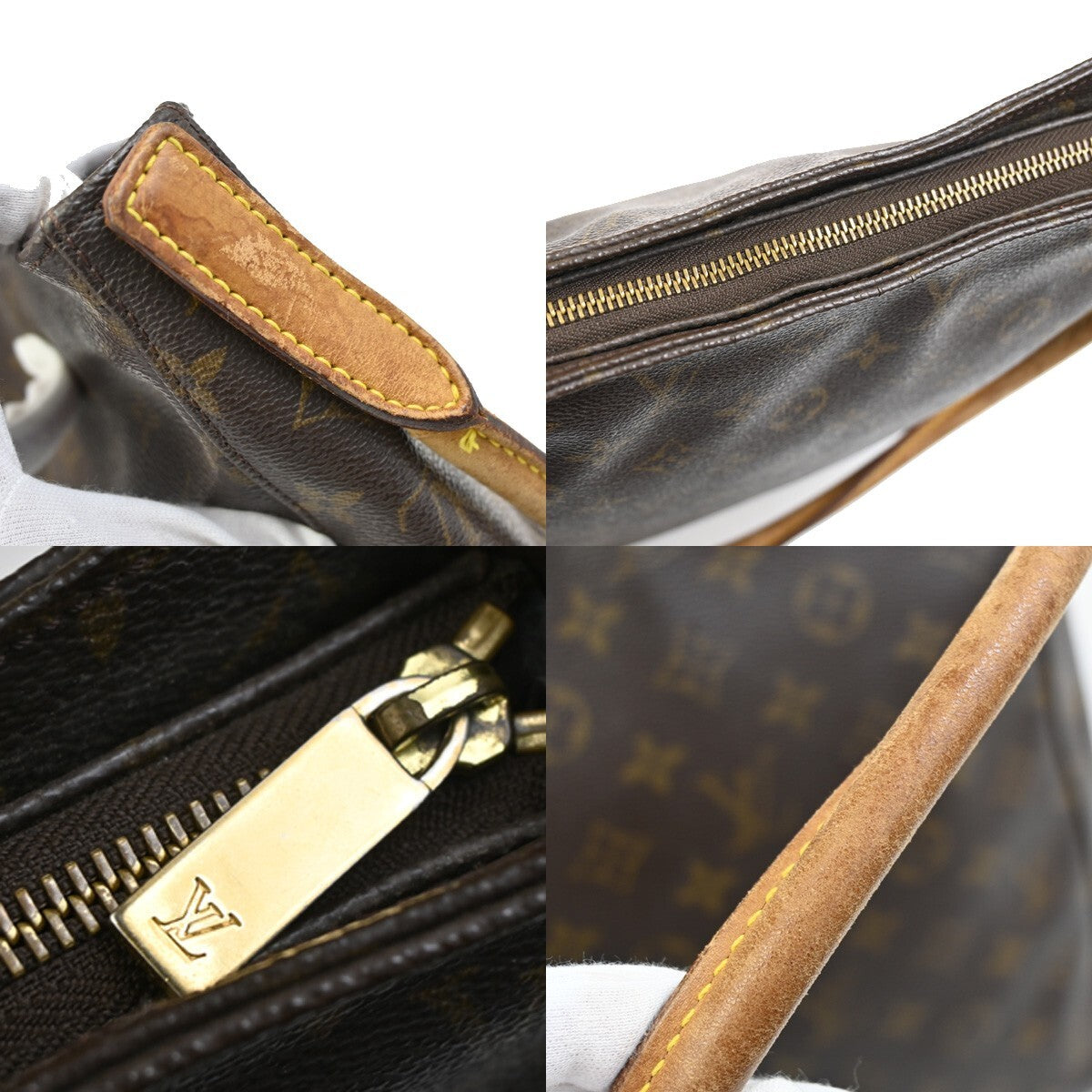 LOUIS VUITTON Logo Looping GM Shoulder Bag Monogram Leather Brown M51145 30FB573