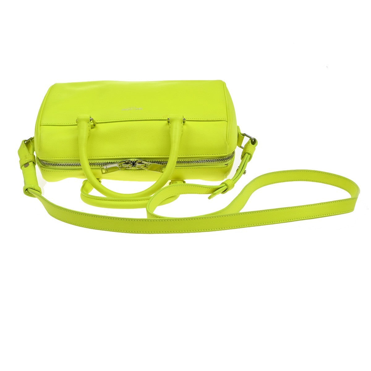 SAINT LAURENT Baby Duffle 2Way Shoulder Hand Bag Leather Neon Yellow 16YJ121