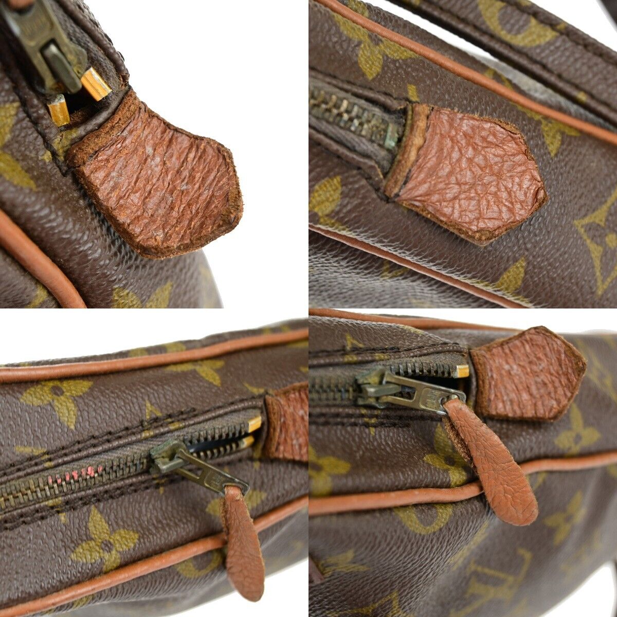 LOUIS VUITTON Danube Shoulder Bag Monogram Leather Brown Made In France 04FA584