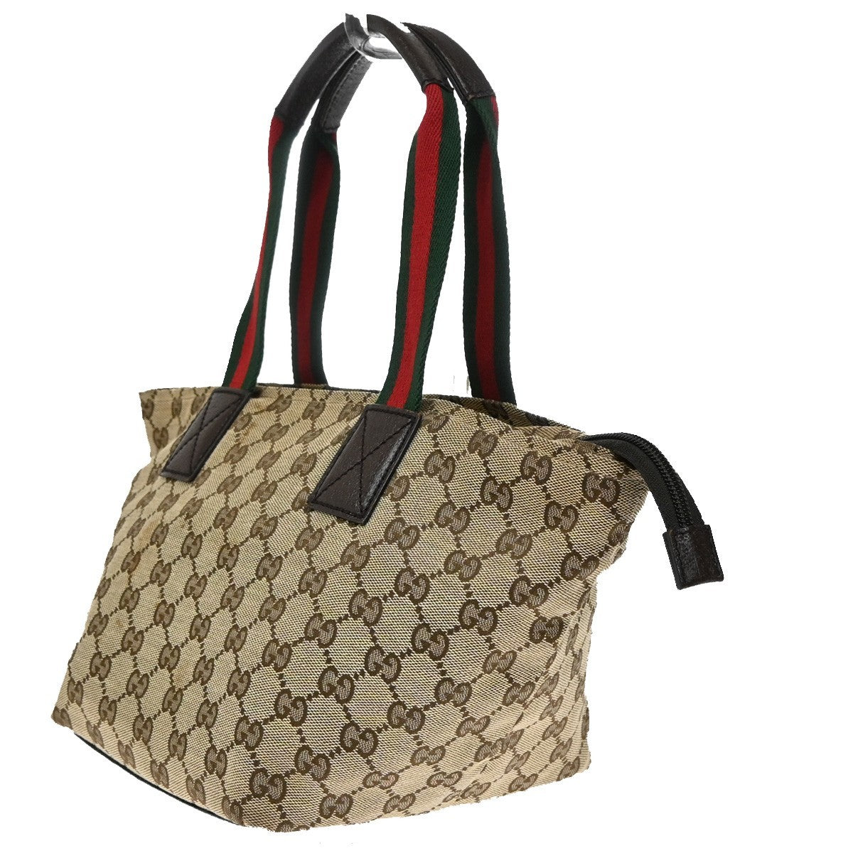 GUCCI Logo Sherry GG Pattern Hand Bag Canvas Leather Brown Italy 83KB481