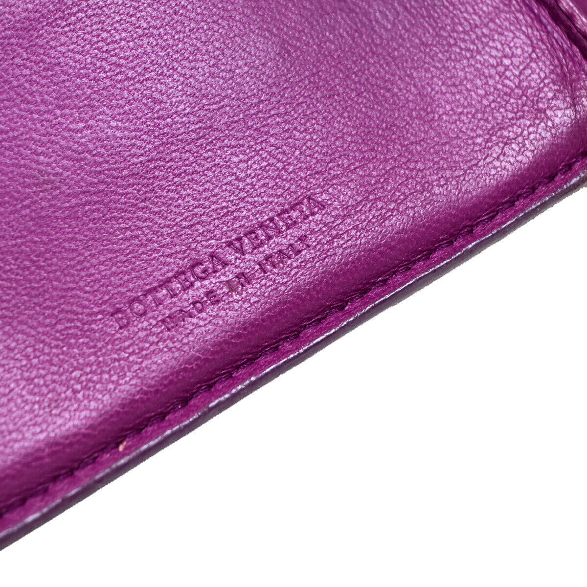 BOTTEGA VENETA Logo Intrecciato Bifold Long Wallet Leather Purple Italy 01EB557