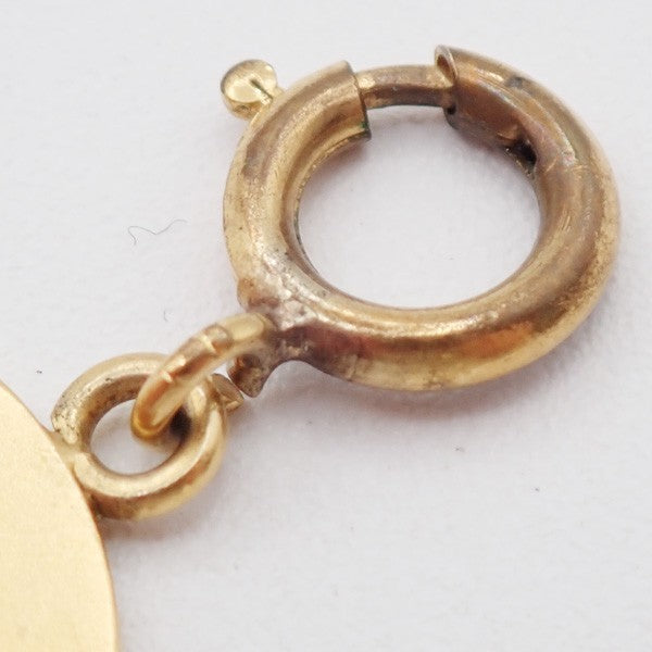 HERMES Logo Sellier Pendant Necklace Top Charm Gold-Plated 08RL971
