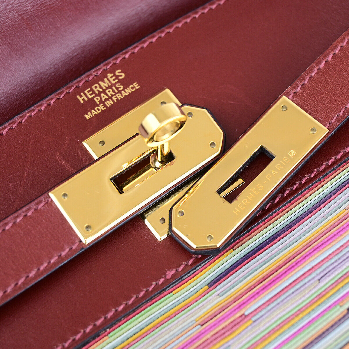 HERMES Kelly 32 Retourne 2Way Hand Bag □F Vibrato Leather Rouge H GHW 6030RK681