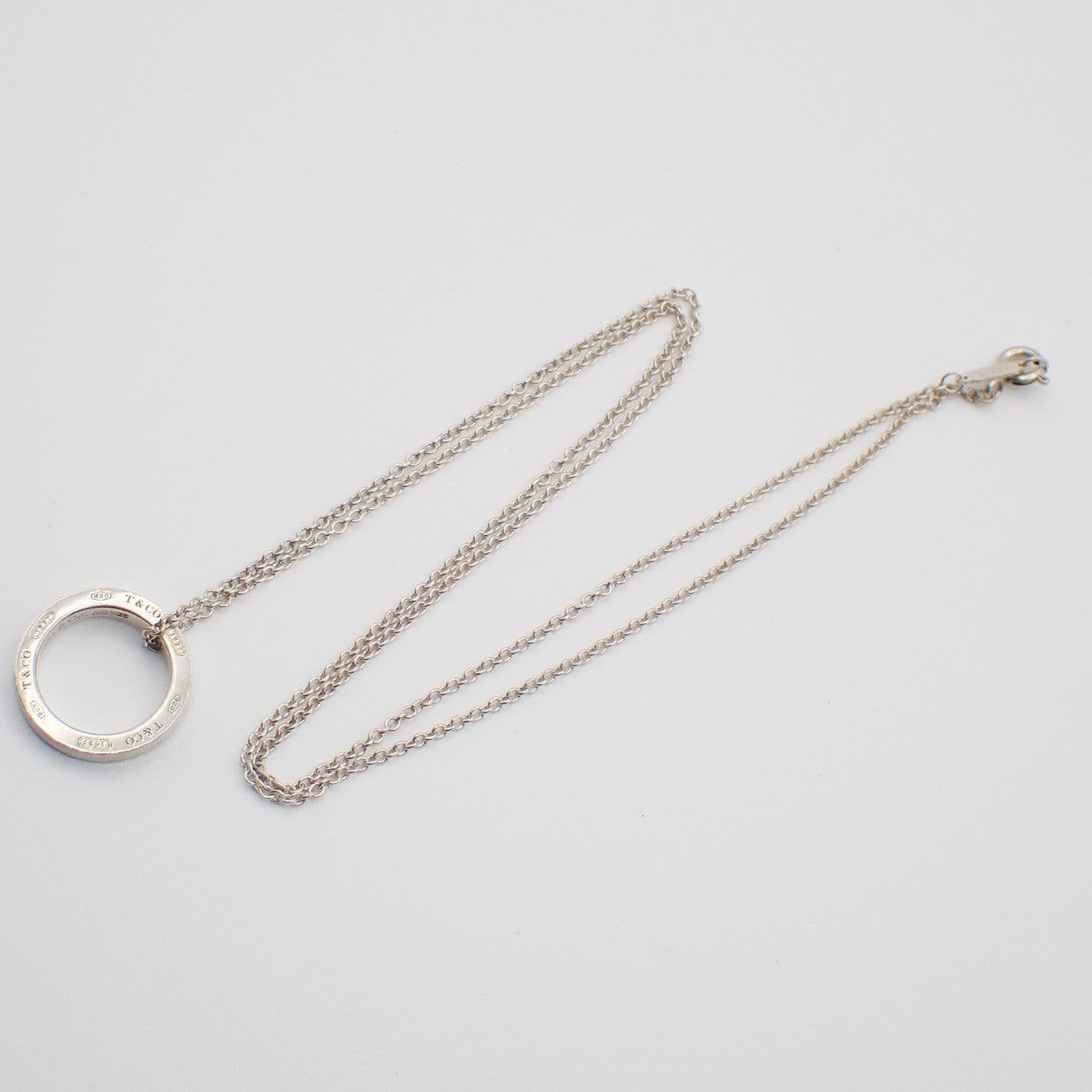 Tiffany & Co. Logo 1837 Circle Chain Necklace Pendant Silver Ag 925 02KC761