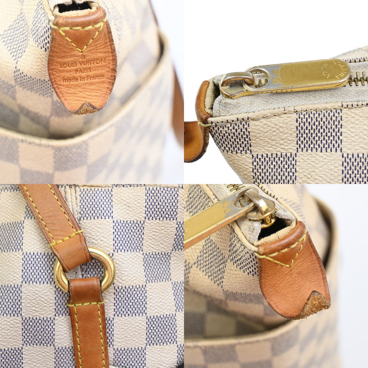 LOUIS VUITTON Totally MM Shoulder Bag Damier Azur Leather White N51262 76ZA274
