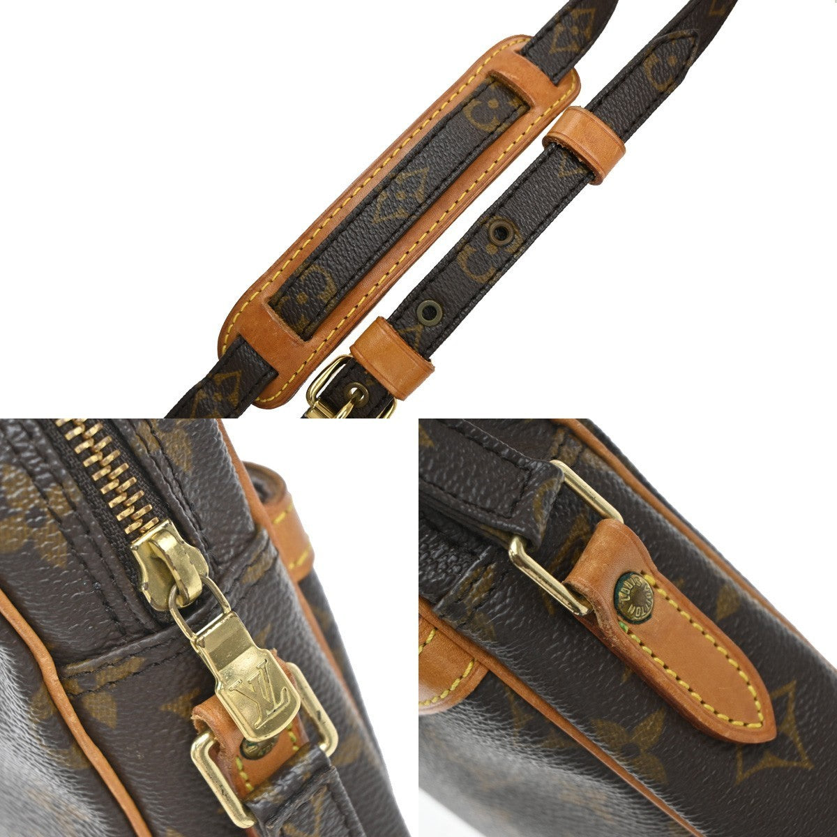 LOUIS VUITTON Danube Shoulder Bag Monogram Leather Brown France M45266 73KP006