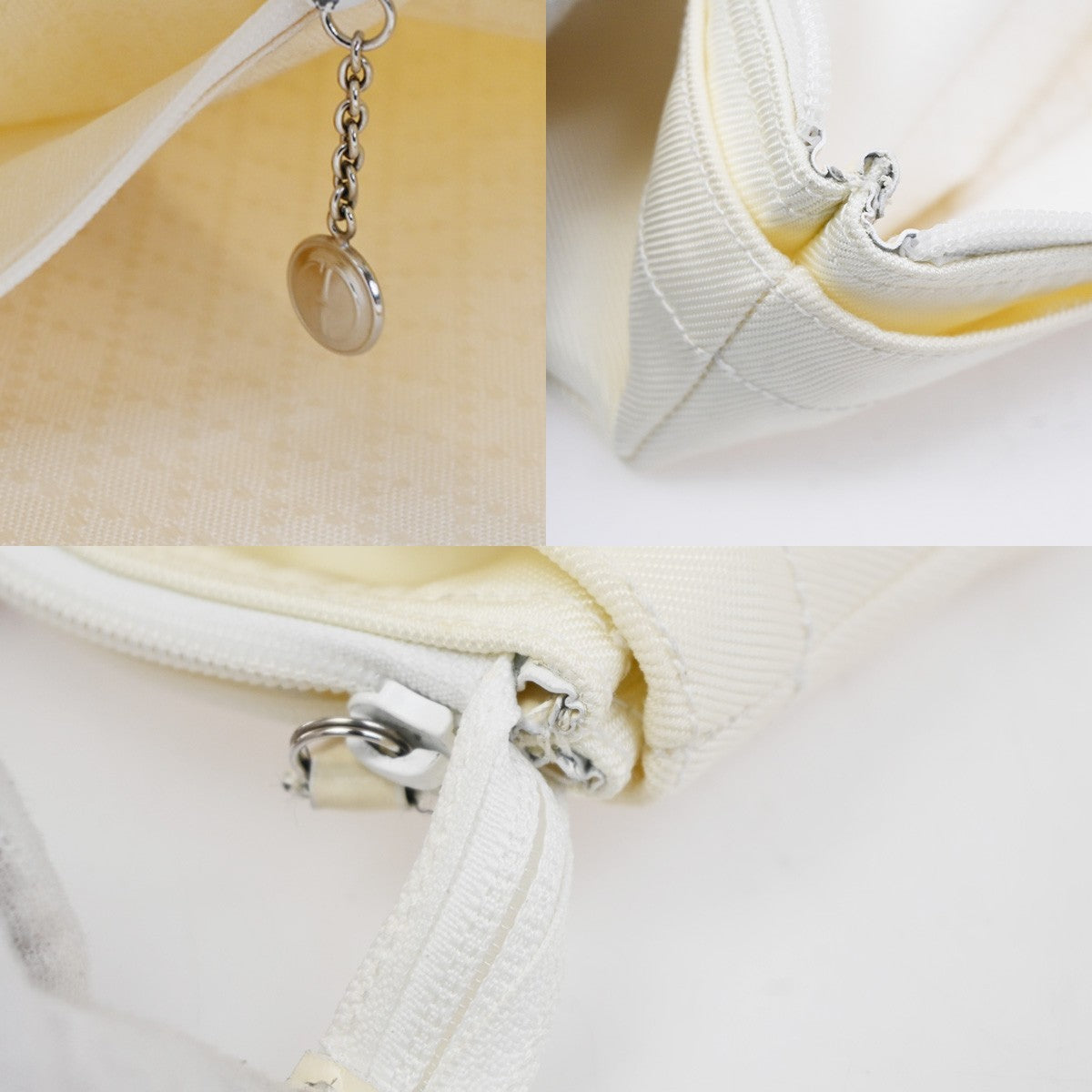 GUCCI Logo Bamboo Tote Handbag Nylon Patent Leather White SHW Italy 66KC967