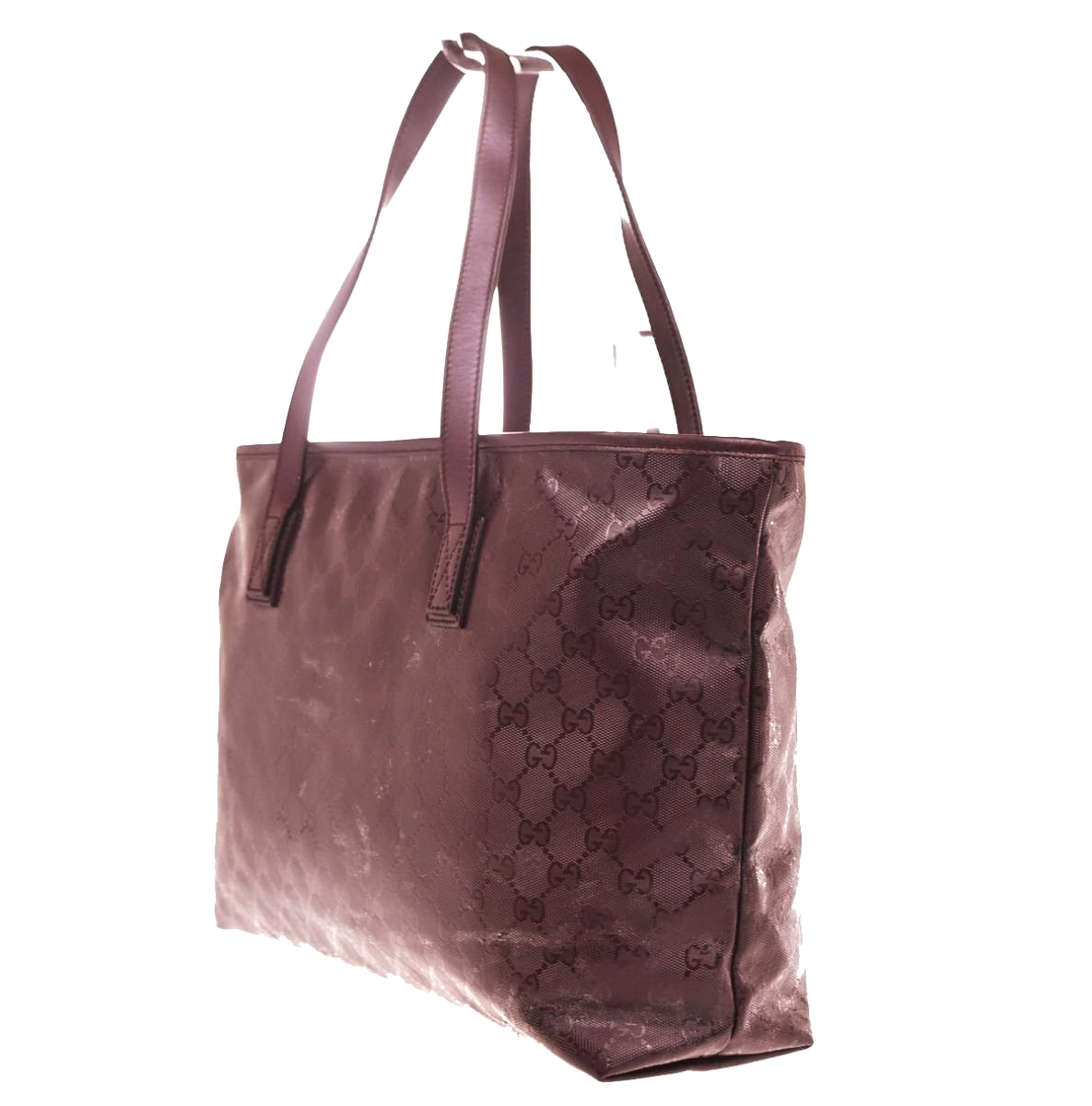GUCCI Logo GG Pattern Imprime Shoulder Tote Bag PVC Leather Burgundy Red 31MA441