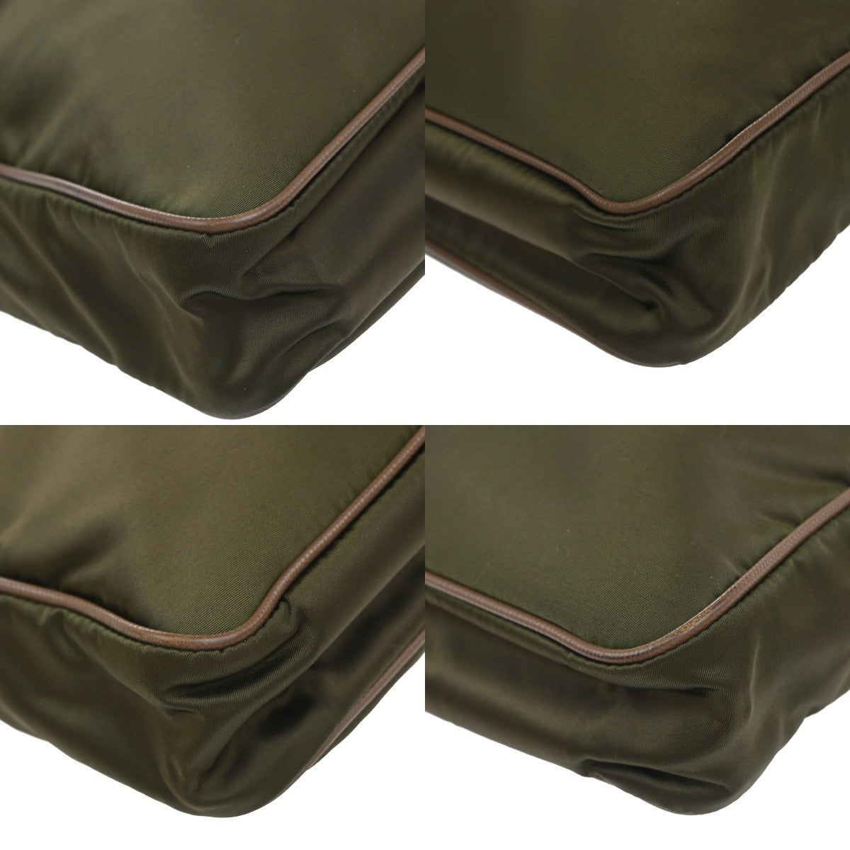 PRADA MILANO Tessuto Messenger Shoulder Bag Nylon Leather Italy Khaki 61EG402
