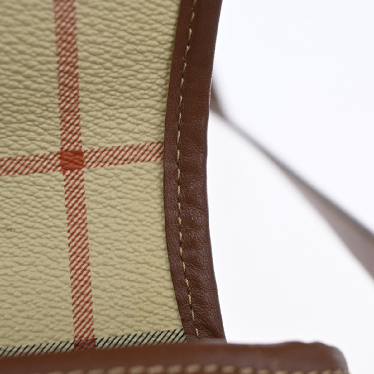 BURBERRY Nova Check Pattern Shoulder Bag PVC Leather Beige Italy GHW 35RL999
