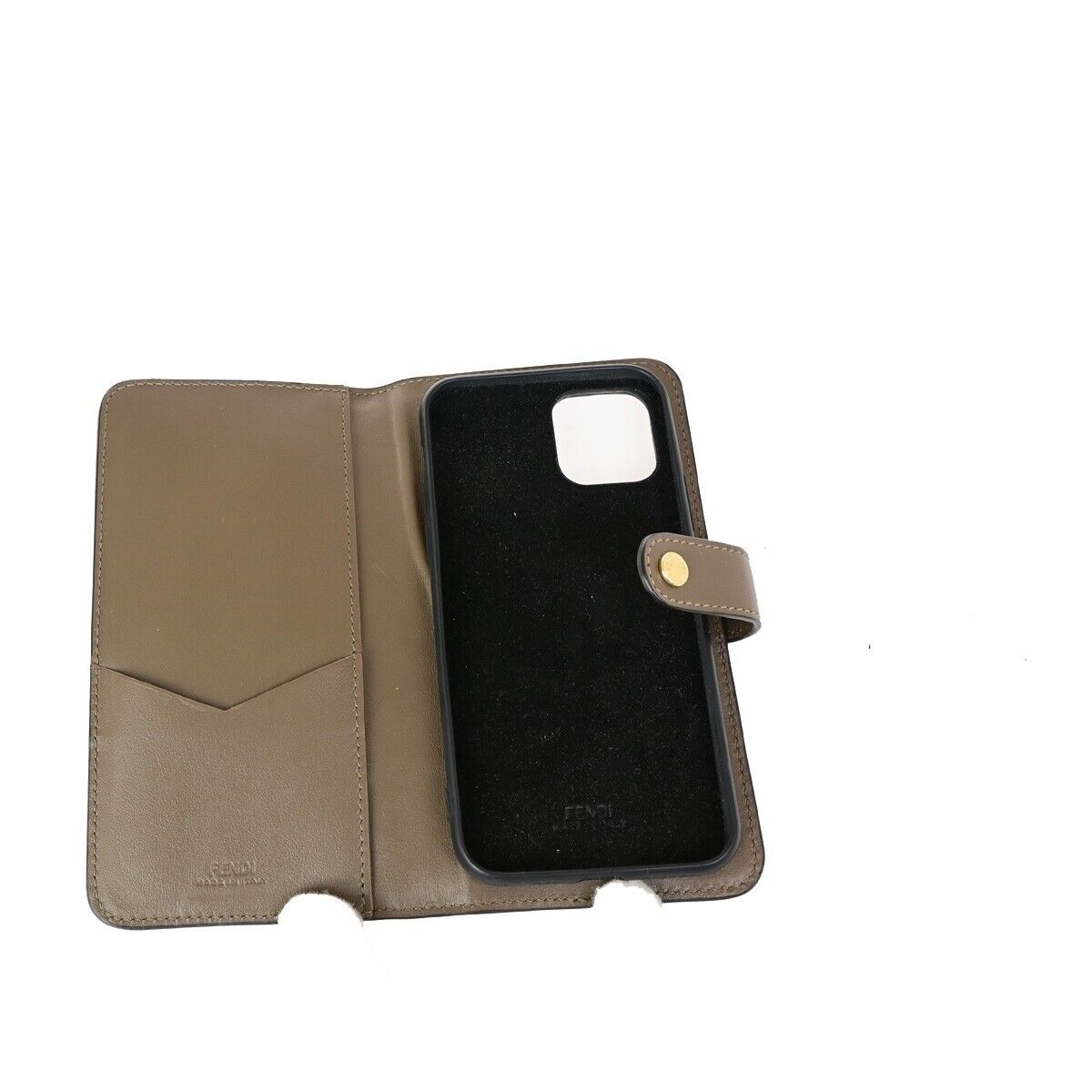 FENDI Logo Zucca Pattern Phone Case iPhone 11 Pro Leather Brown Italy 09SJ441