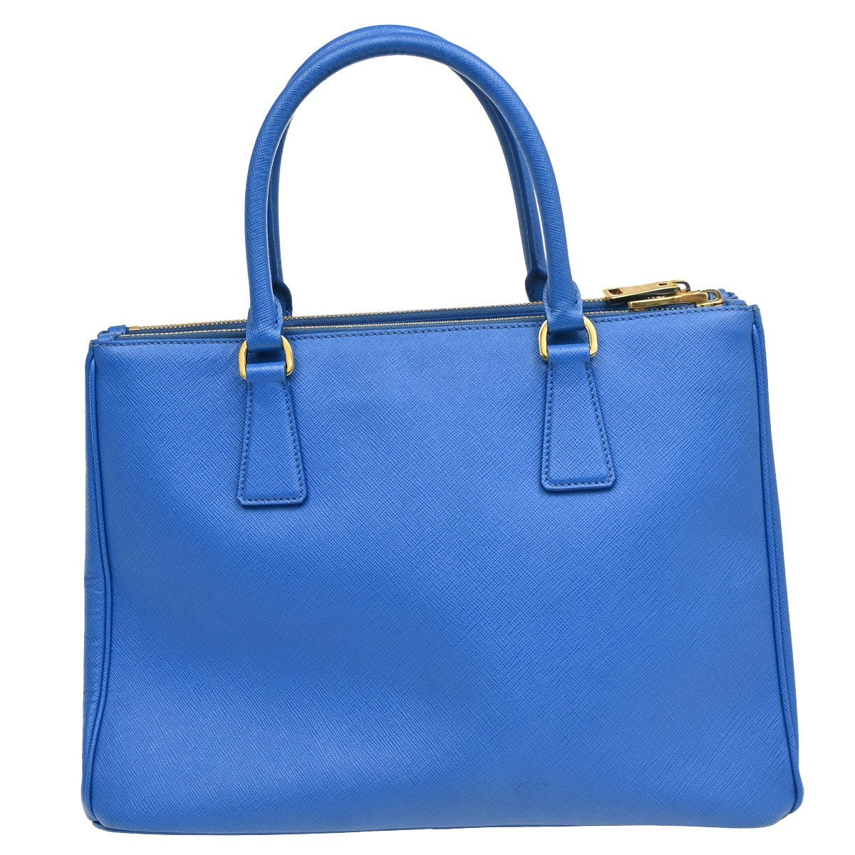 PRADA MILANO Logo Double Zip Tote Bag Saffiano Leather Blue GHW Italy 12CA241