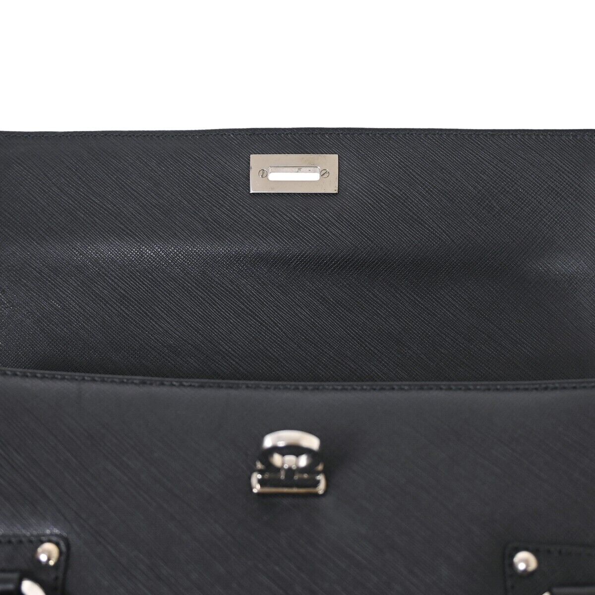 SALVATORE FERRAGAMO Gancini Hand Bag Leather Black Silver Made in Italy 62HB100