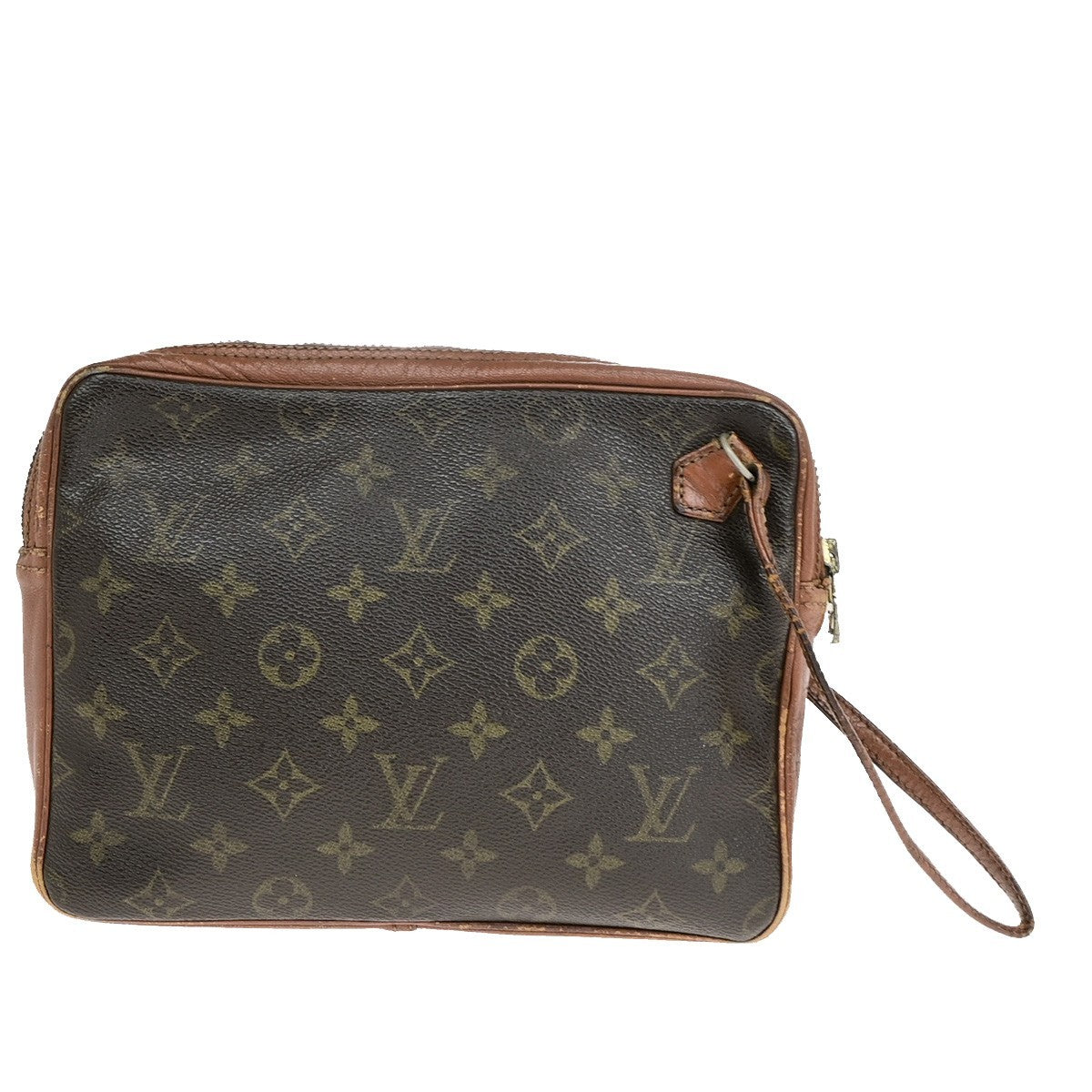 LOUIS VUITTON Sac Sport Clutch Hand Bag Monogram Leather Brown France 07KC335