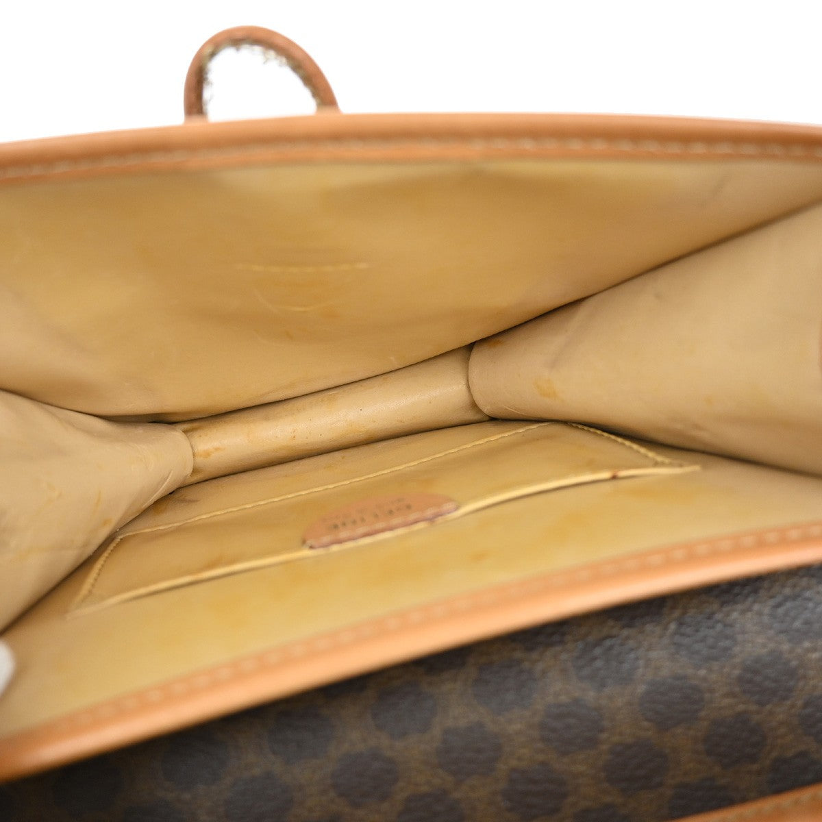 CELINE Logo Macadam Pattern Shoulder Bag PVC Leather Brown GHW Italy 36YH758