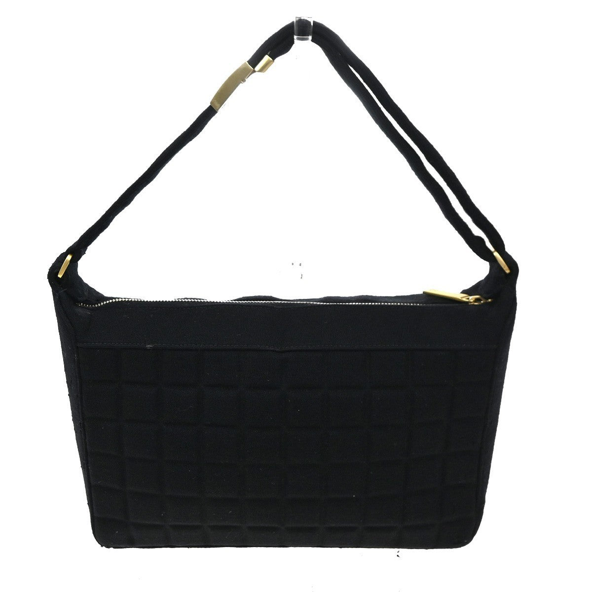 CHANEL CC Chocolate Bar Shoulder Hand Bag Canvas Black GHW 70RL791