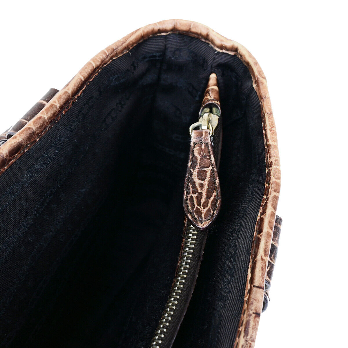 CELINE Logo Boogie Hand Bag Canvas Embossing Leather Charm Brown GHW 60YF122