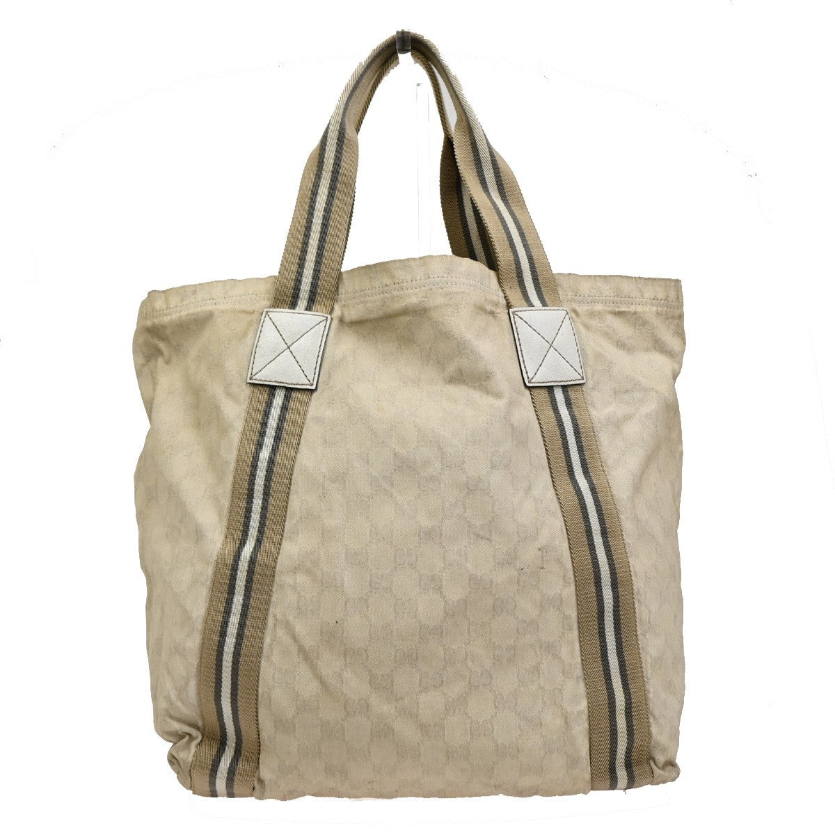 GUCCI Logo GG Pattern Shoulder Bag Canvas Leather Beige Italy 63EG210