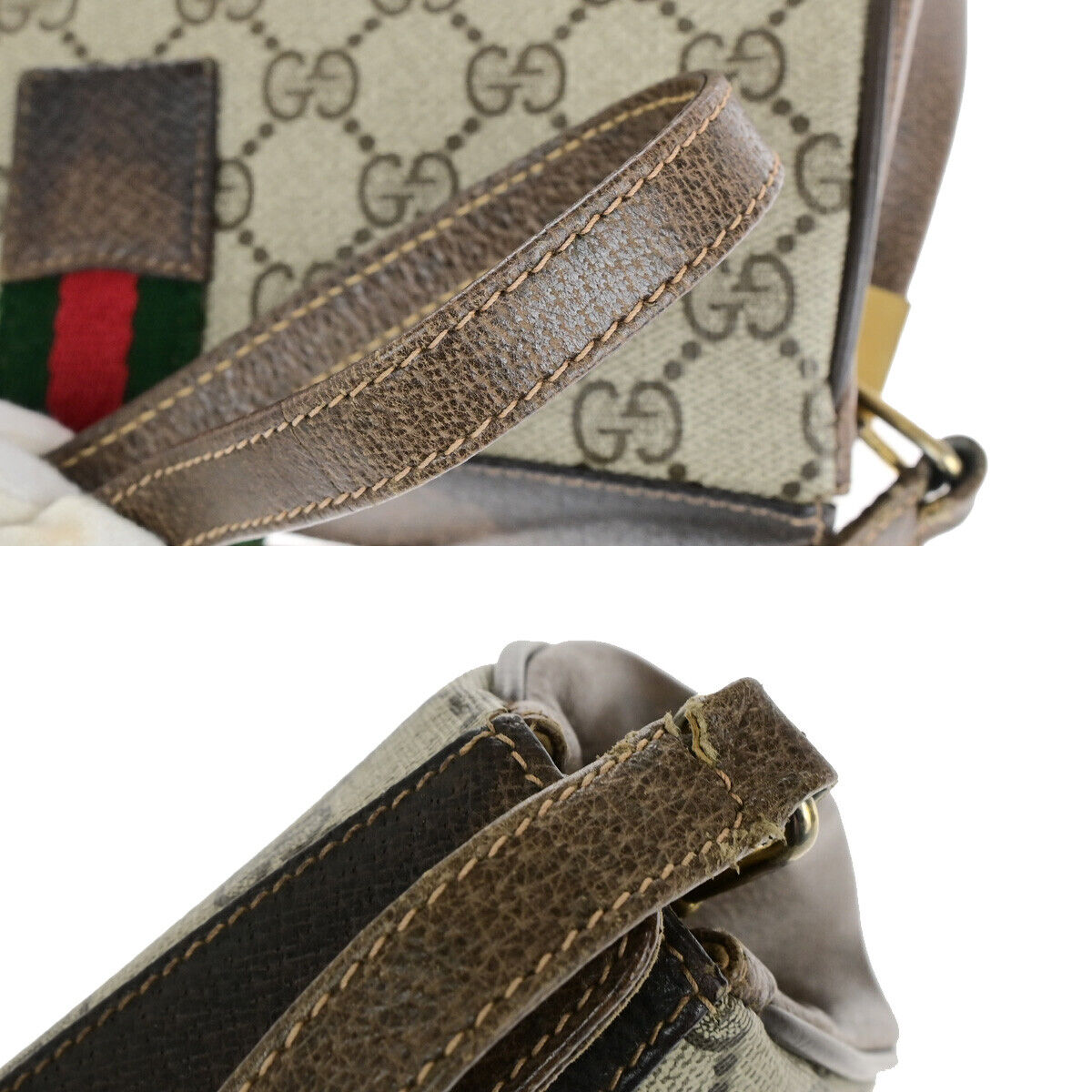 GUCCI Logo Sherry GG Pattern Shoulder Bag PVC Leather Brown Italy 67YF251