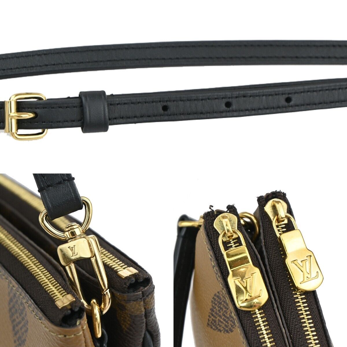 LOUIS VUITTON Pochette Double Zip Shoulder Bag Monogram Reverse M69203 685RJ731