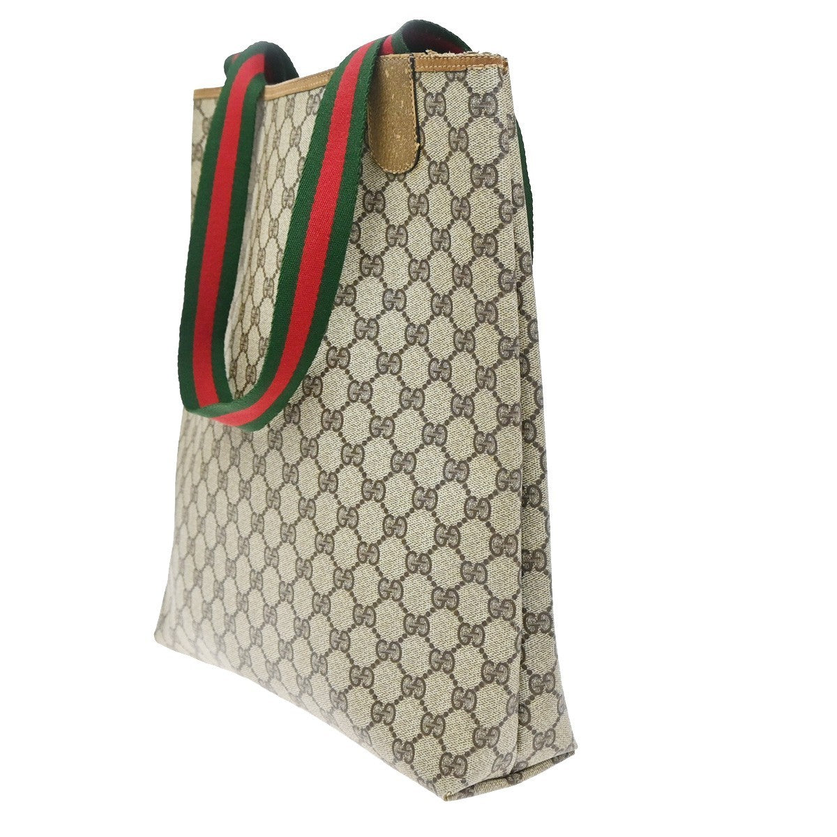 GUCCI Logo GG Sherry Line Shoulder Hand Bag PVC Leather Brown GHW Italy 02MA680