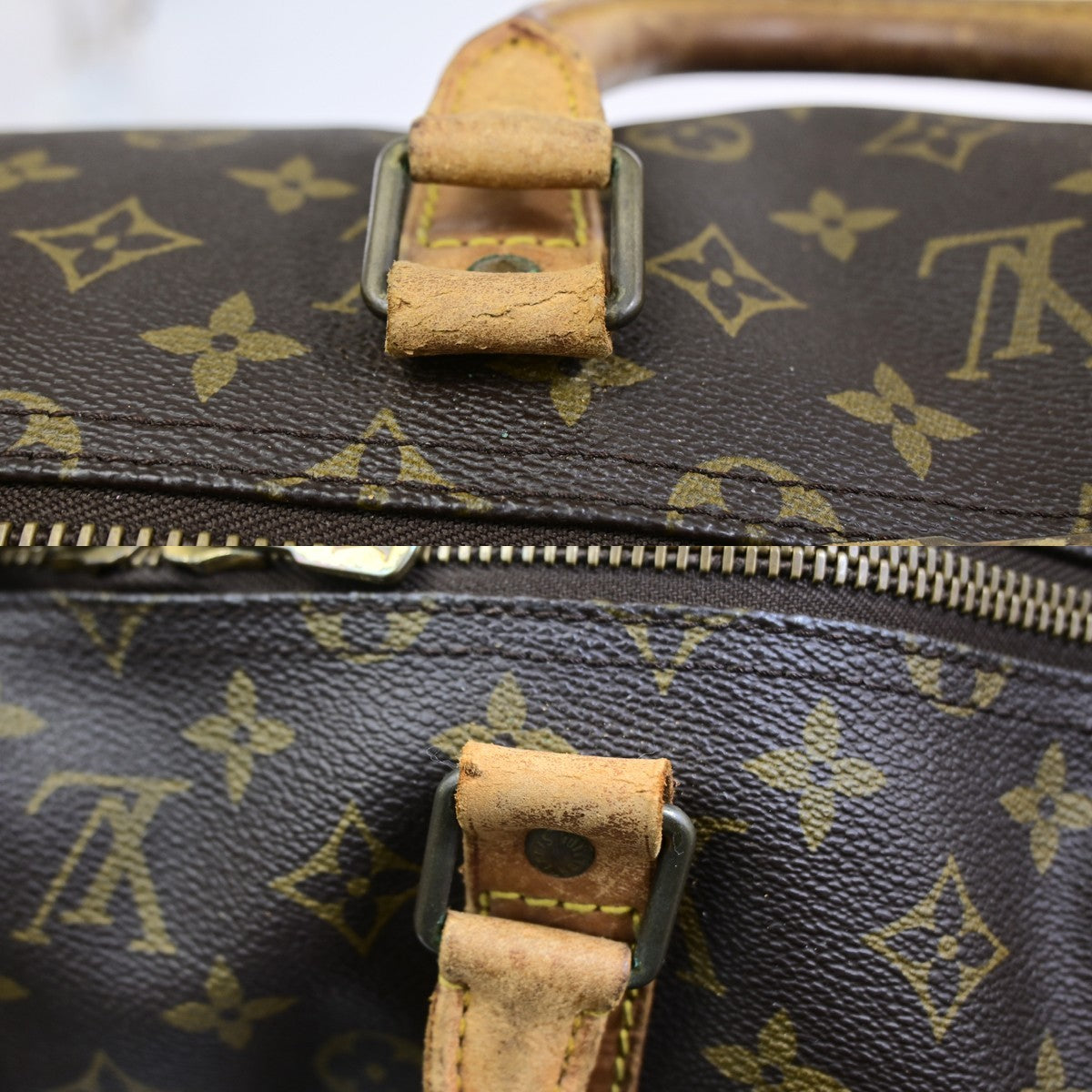 LOUIS VUITTON Keepall 55 Travel Hand Bag Monogram Leather Brown M41424 35YJ255