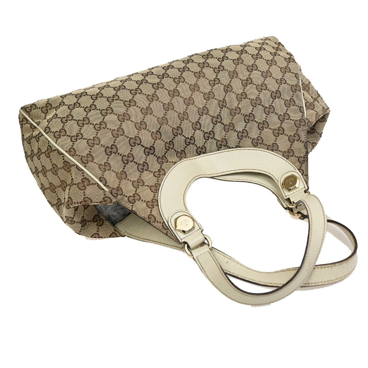GUCCI Logo Abbey GG pattern Shoulder Hand Bag Canvas Leather Brown GHW 39FB578