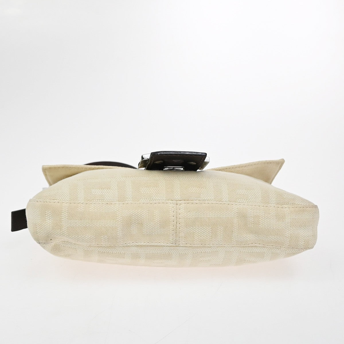 FENDI Mamma Baguette Zucca Shoulder Bag Canvas Leather White SHW Italy 98ZA279