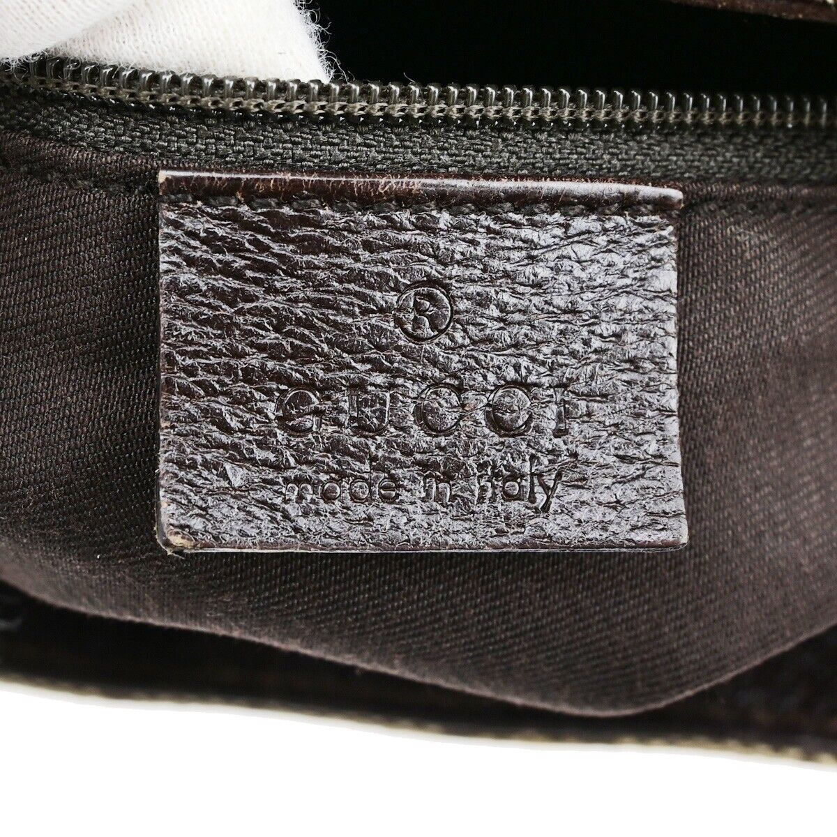 GUCCI Logo GG Pattern Shoulder Tote Bag Canvas Leather Brown GHW Italy 02EC081