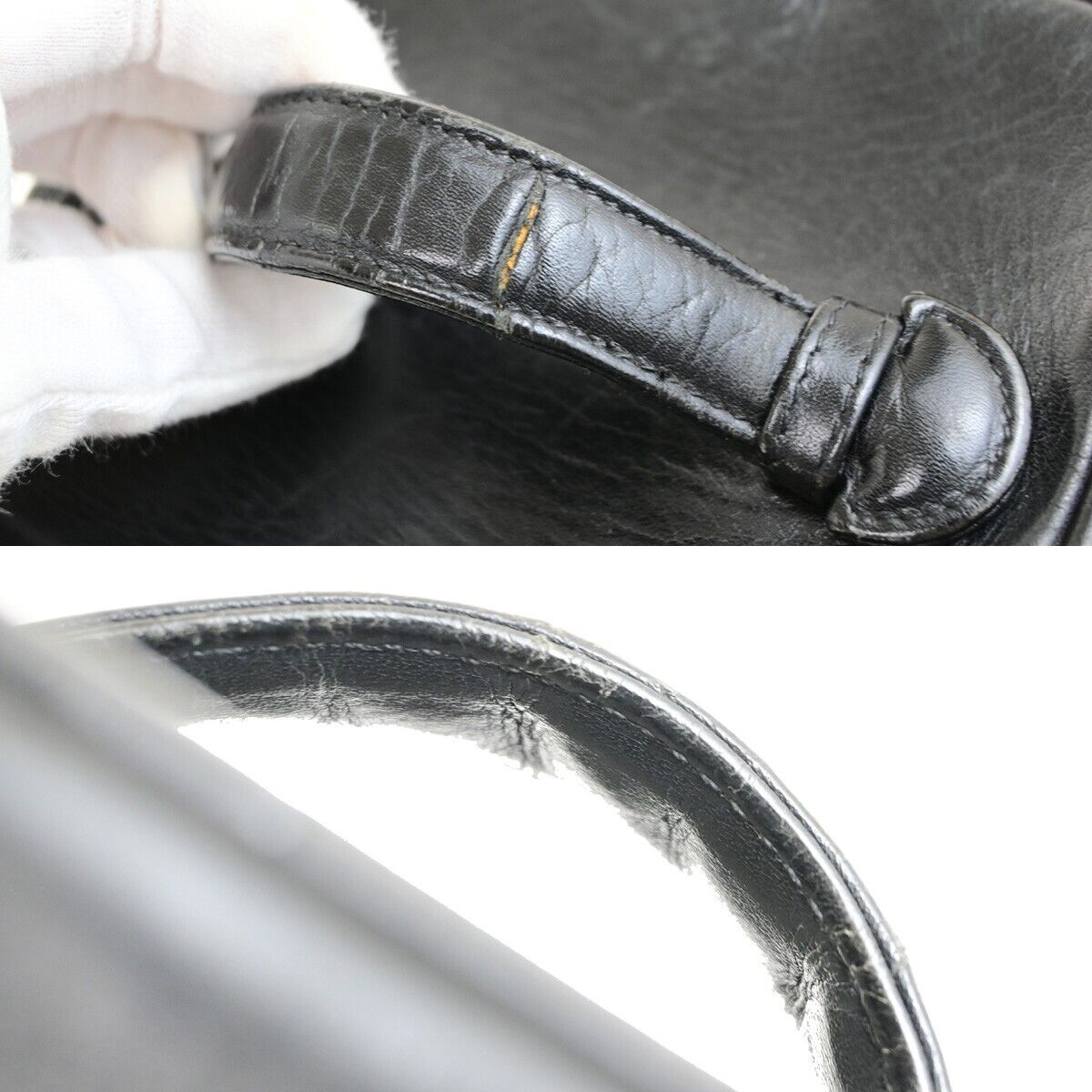 CHANEL CC Bicolore Vanity Cosmetic Hand Bag Leather Black GHW Italy 85FB314
