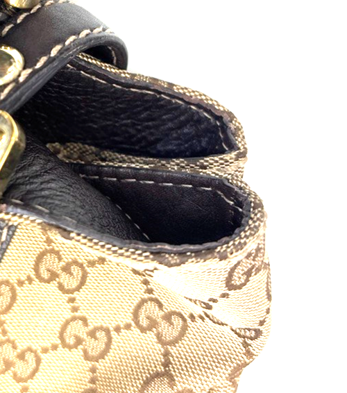 GUCCI GG Sherry Line Shoulder Hand Bag Canvas Leather Beige GHW Italy 64MA161