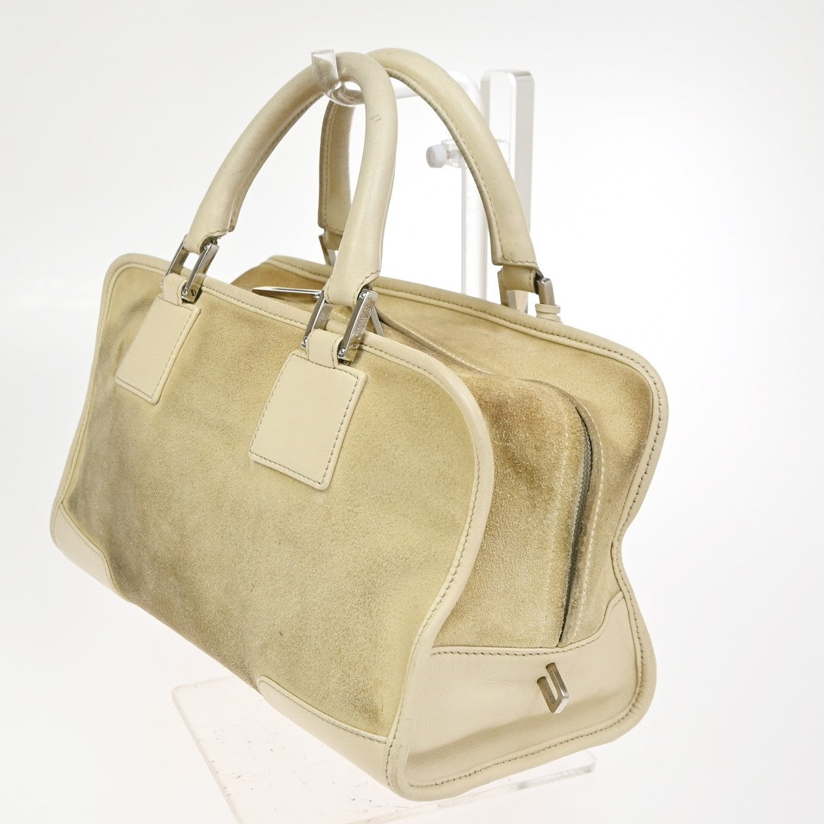 LOEWE Anagram logo Amazona 28 Handbag Suede Leather Beige Spain SHW 38CA785