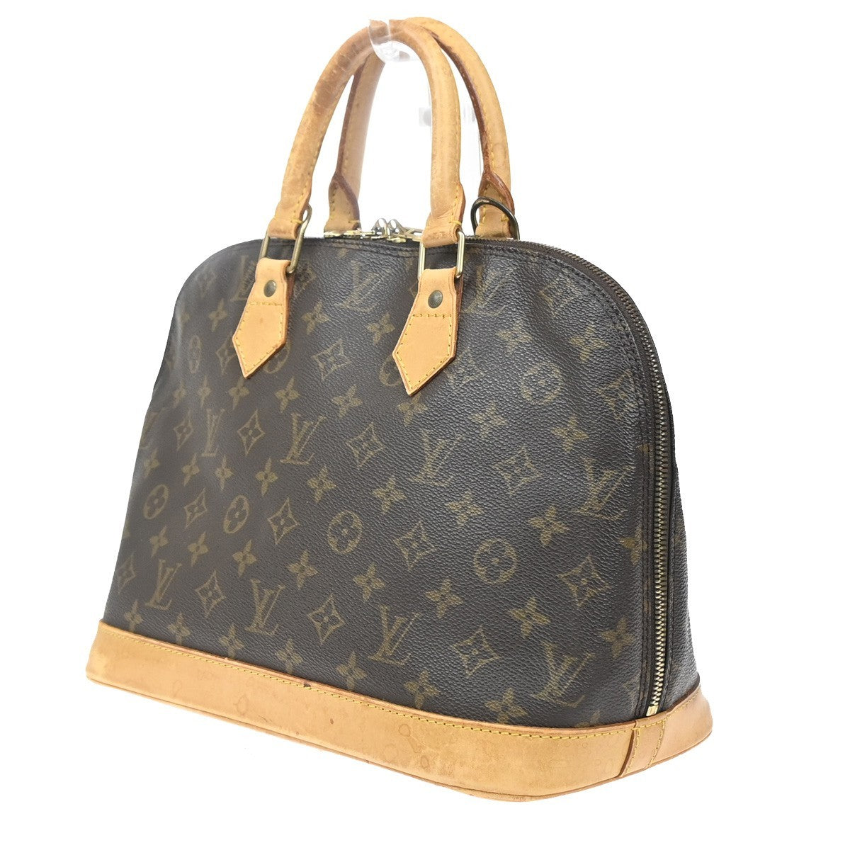 LOUIS VUITTON LV Logo Alma Hand Bag Monogram Leather Brown France M51130 88SA110