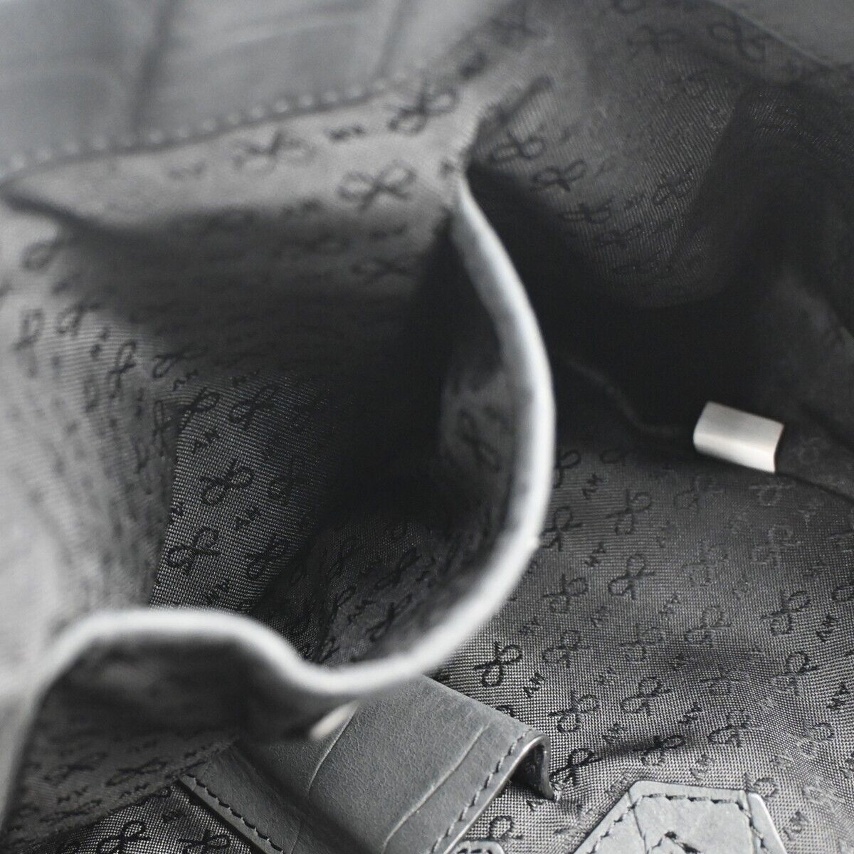 ANYA HINDMARCH Logo 2Way Shoulder Hand Bag Embossing Suede Leather Black 05DA069