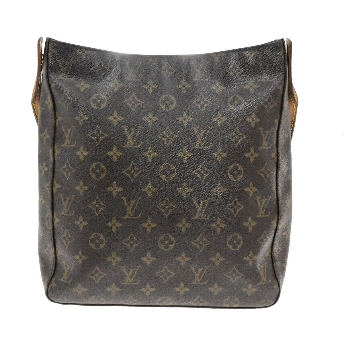 LOUIS VUITTON Logo Looping GM Shoulder Bag Monogram Leather Brown M51145 39EE116