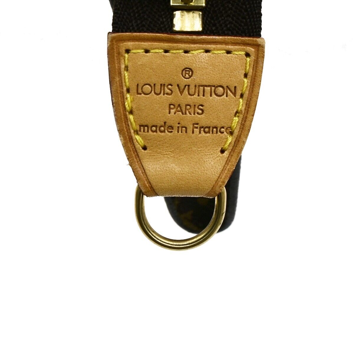 LOUIS VUITTON LV Logo Bucket PM Pouch Bag Monogram Leather Brown Gold 04ED454