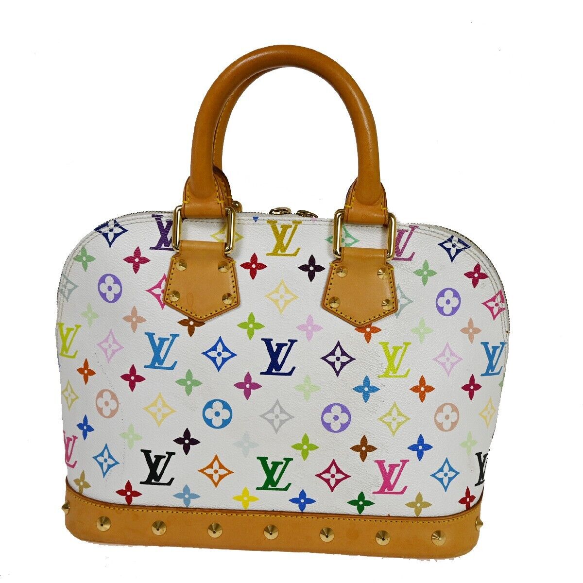 LOUIS VUITTON Logo Alma Hand Bag Monogram Multi Leather White M40443 600RH559