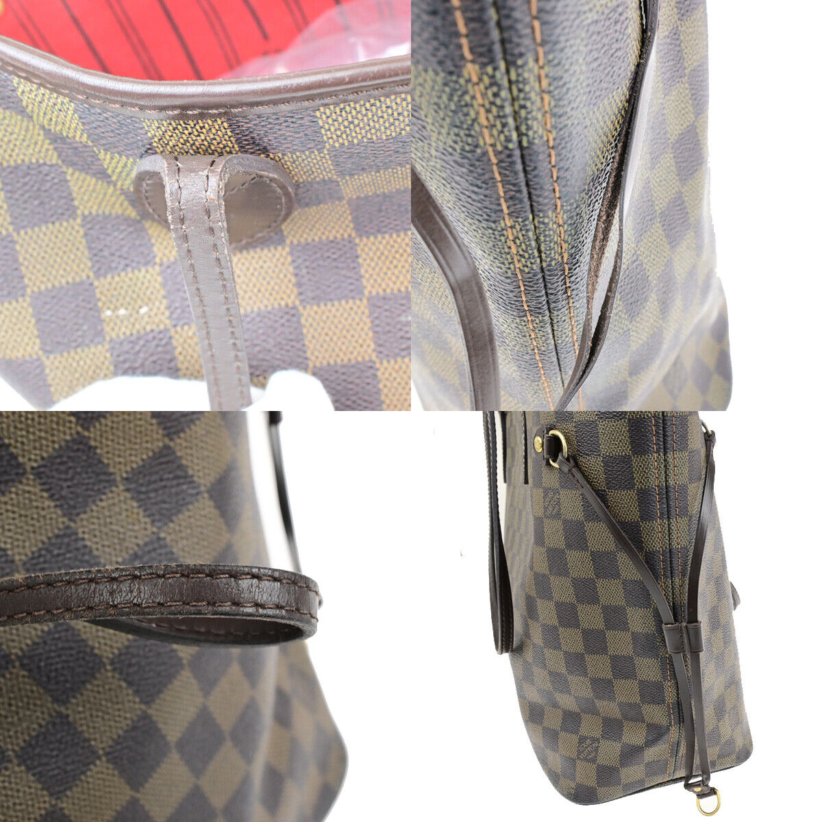 LOUIS VUITTON Neverfull MM Shoulder Tote Bag Damier Leather Brown N51105 15YG632