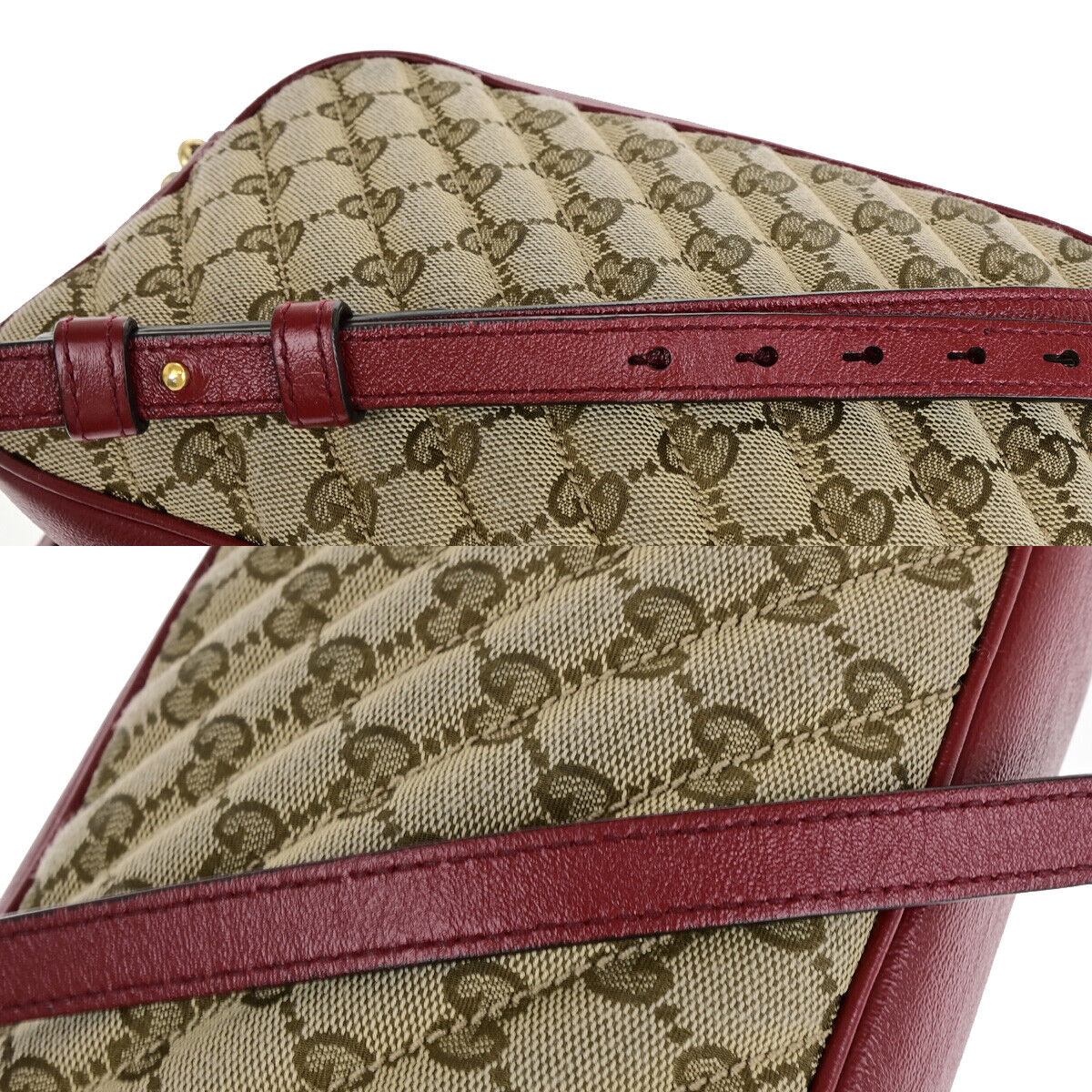 GUCCI Logo Marmont GG Pattern Chain Shoulder Bag Canvas Leather BN RD 600RJ991