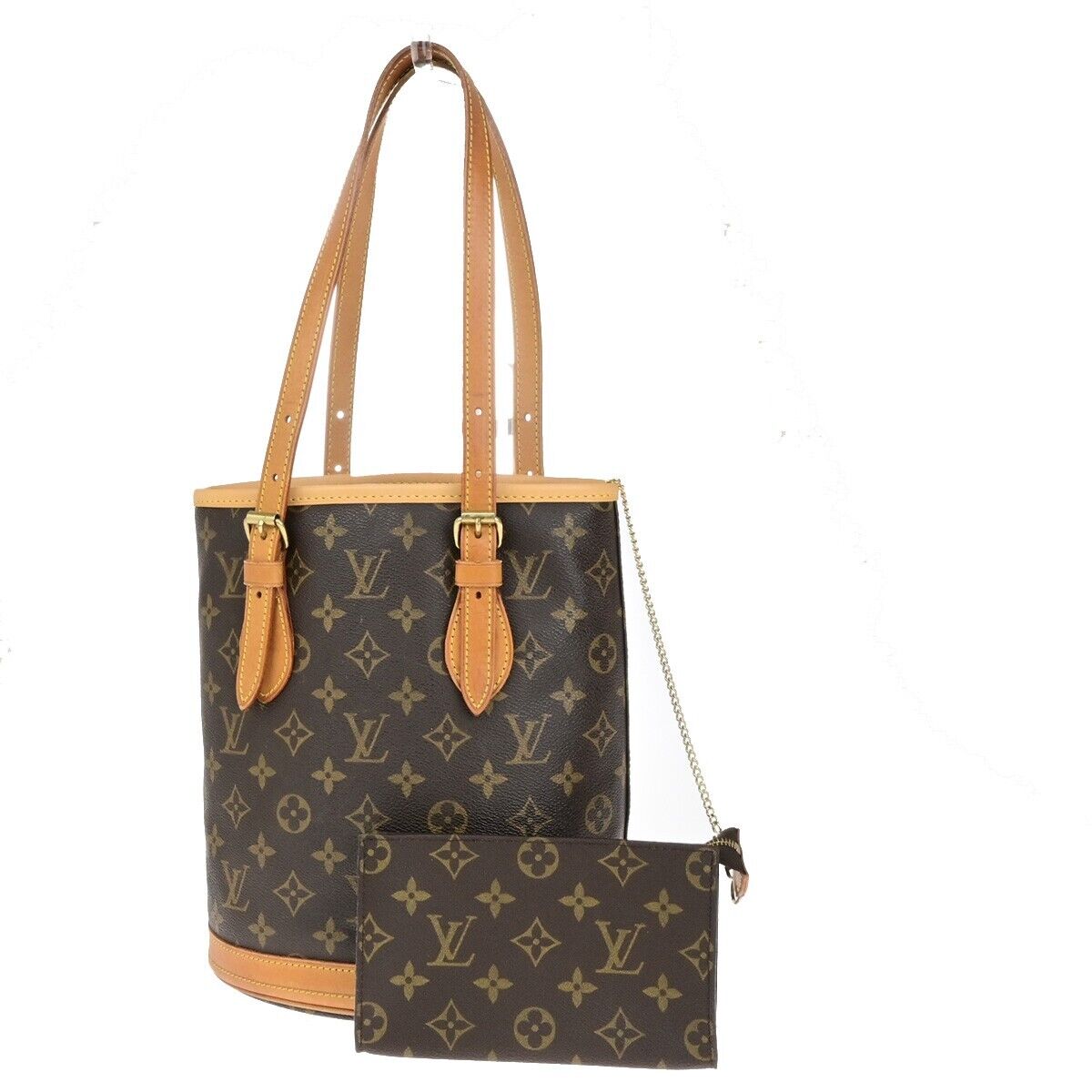 LOUIS VUITTON BUCKET PM Shoulder Tote Bag Monogram Leather Brown M42238 70ED233